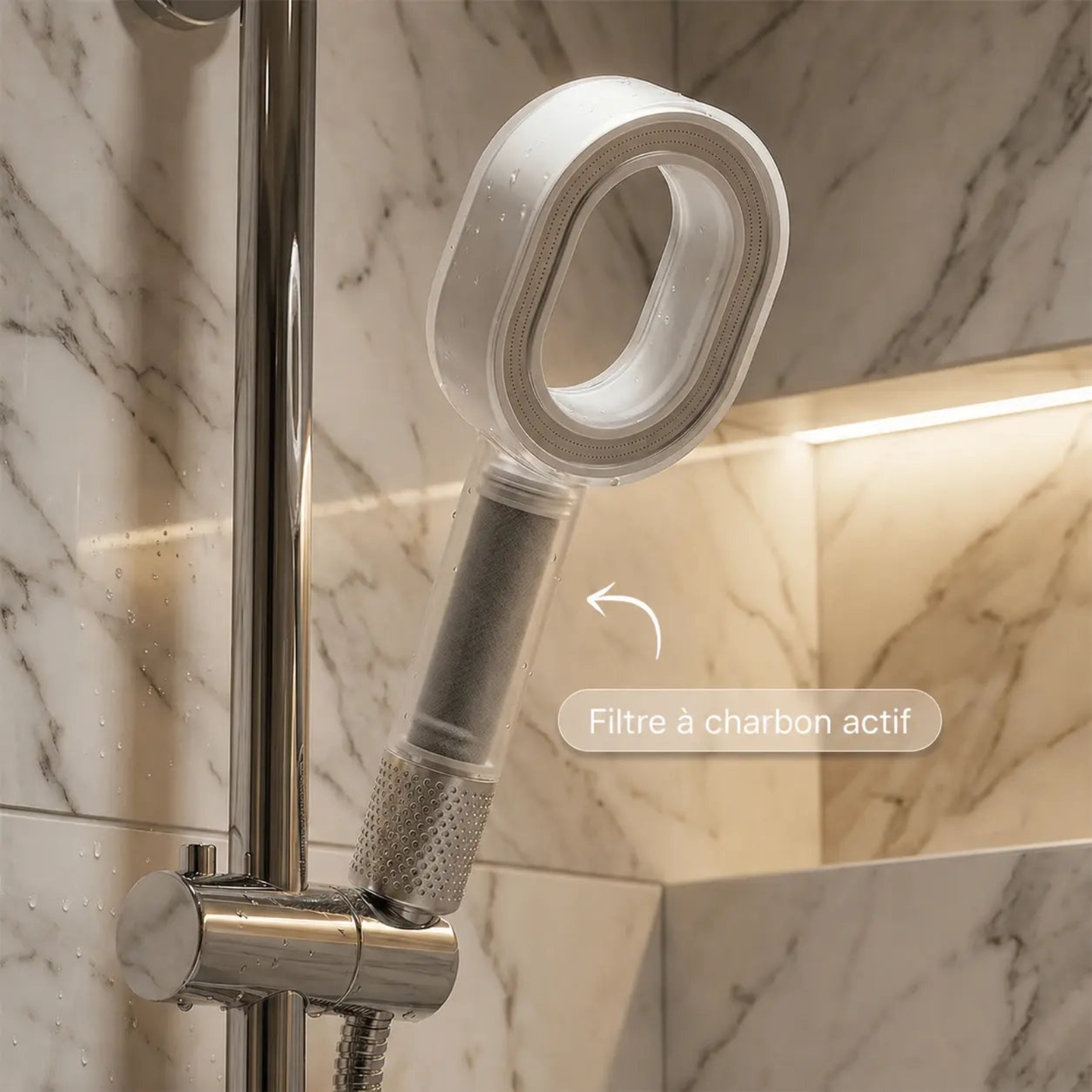 Pommeau de douche filtrant 3 en 1